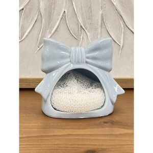 Blue Bow Spring Floral Scrubby Sponge Holder Kitchen NWT